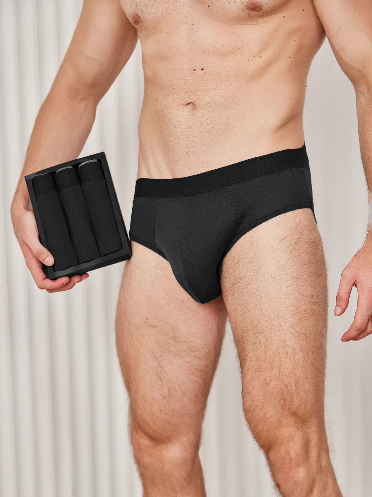 SilkSilky-CA Silk Knitted Mens Underwear Black 001