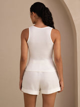 [White] SilkSilky-CA Sleeveless Deep V Neck Camisole 002