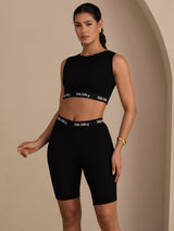 [Black] SilkSilky-CA Sleeveless Crew Neck Women's Outfit Sets 004