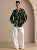 [Black Moss] SilkSilky-CA Long Sleeve Lapel Collar Blouse 004
