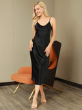 SilkSilky-CA Pure Silk Sleeveless Round Neck Nightgown Black 004