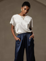 [Light Gray] SilkSilky-CA Short Sleeve Boat Neck Women's T-Shirt 003