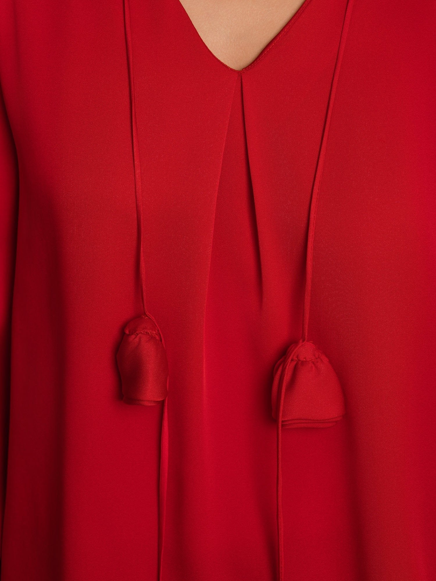 [Wine] SilkSilky-CA 19Momme Stretch Silk Double Georgette Long Sleeve V Neck Blouse 004