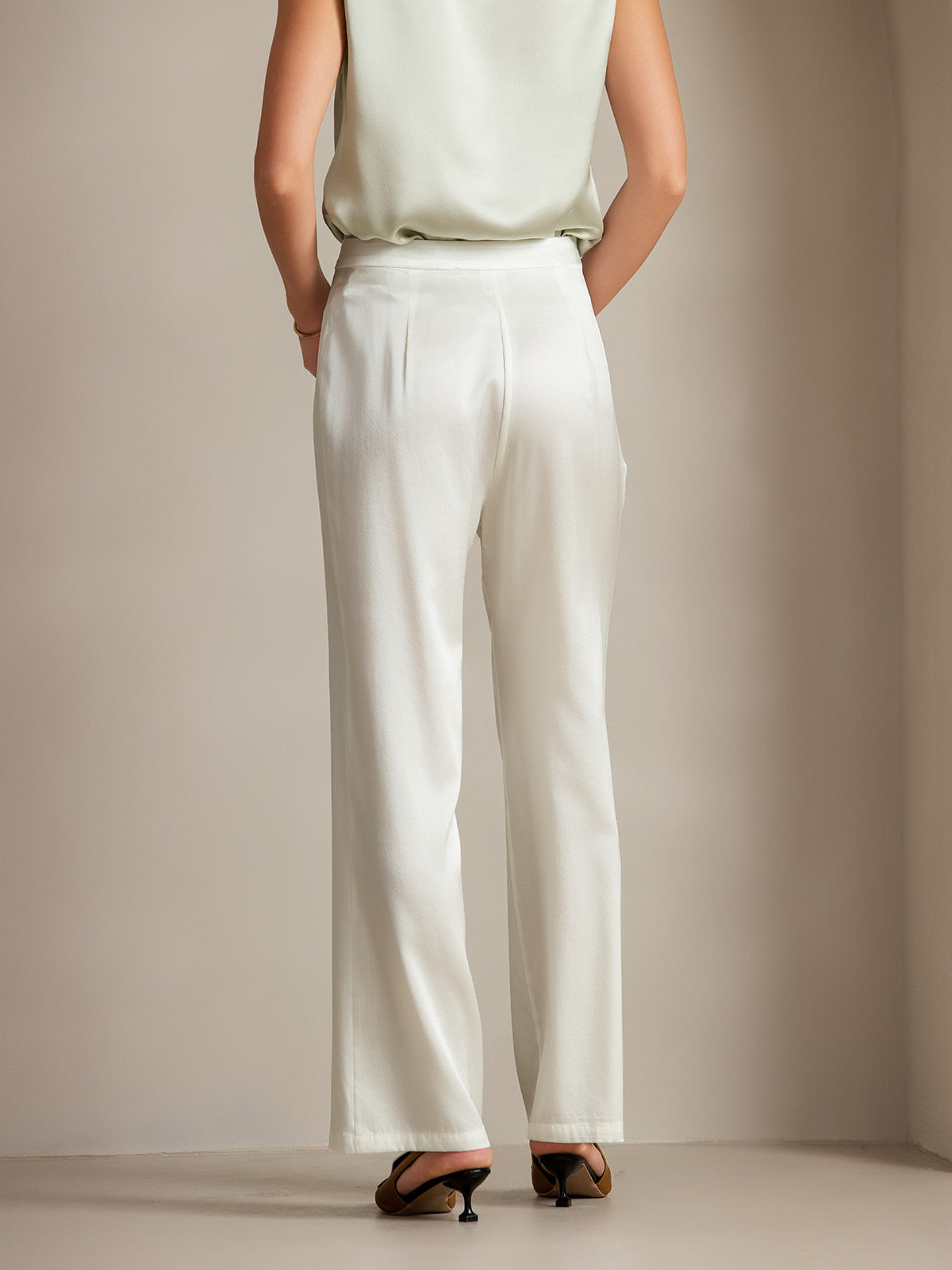 SilkSilky CA 19Momme Silk Womens Pants White 002