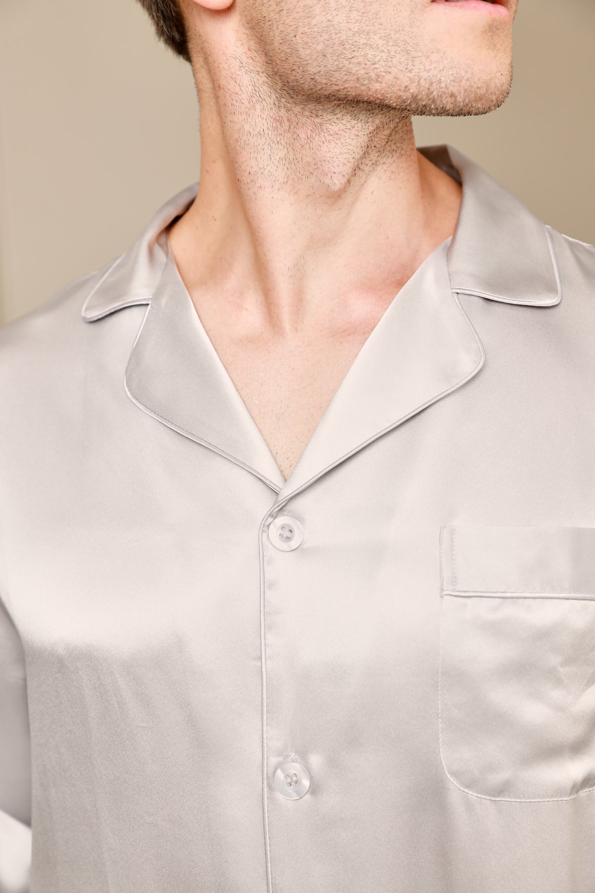 [Gray] SilkSilky-CA 19Momme Pure Silk Mens Pajamas 006