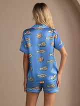 [Blue Fish] SilkSilky-CA Short Sleeve Lapel Collar Women's Pajamas 002