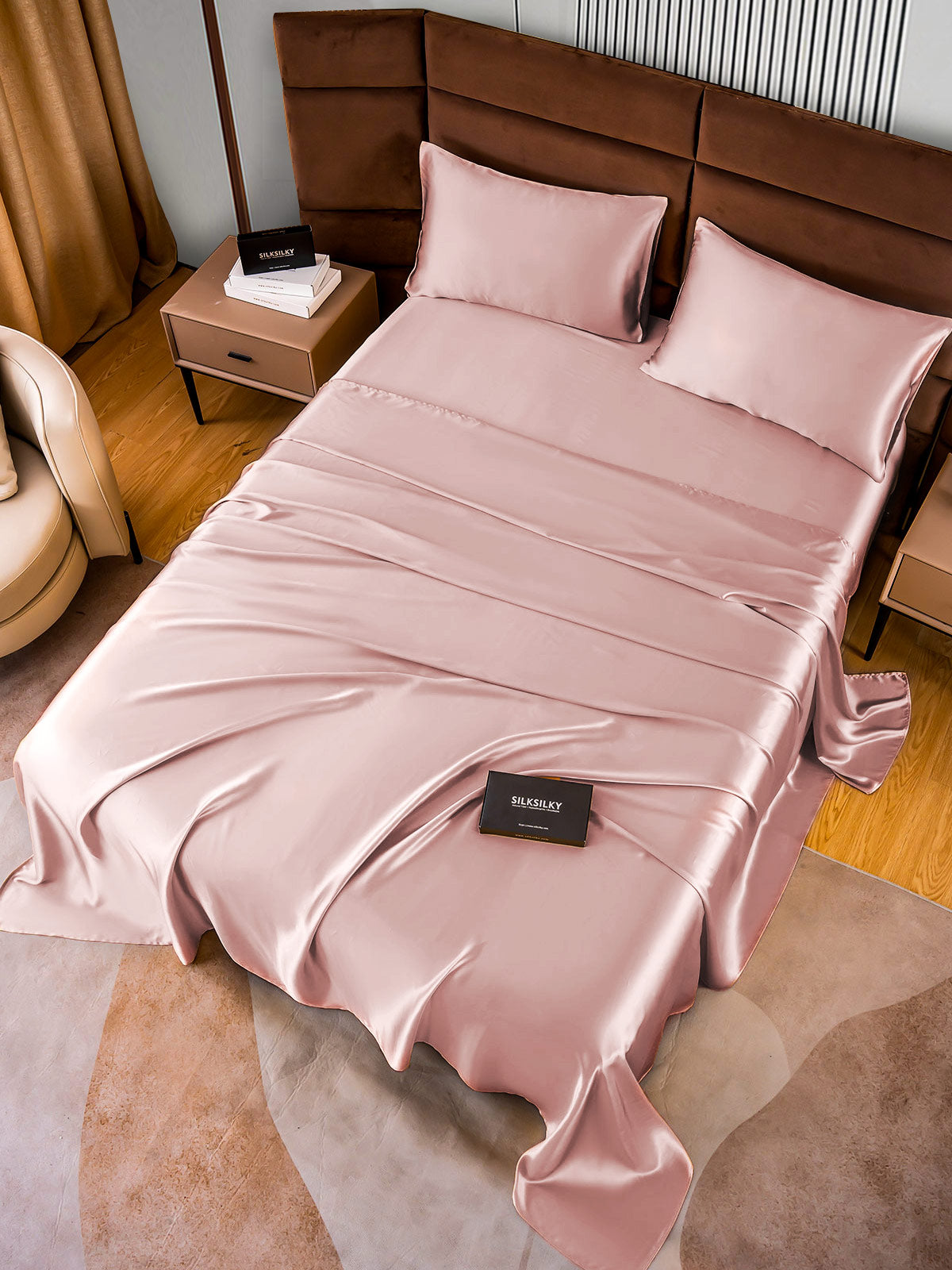 SilkSilky CA 22Momme Pure Silk Bedding Set PaleMauve 005