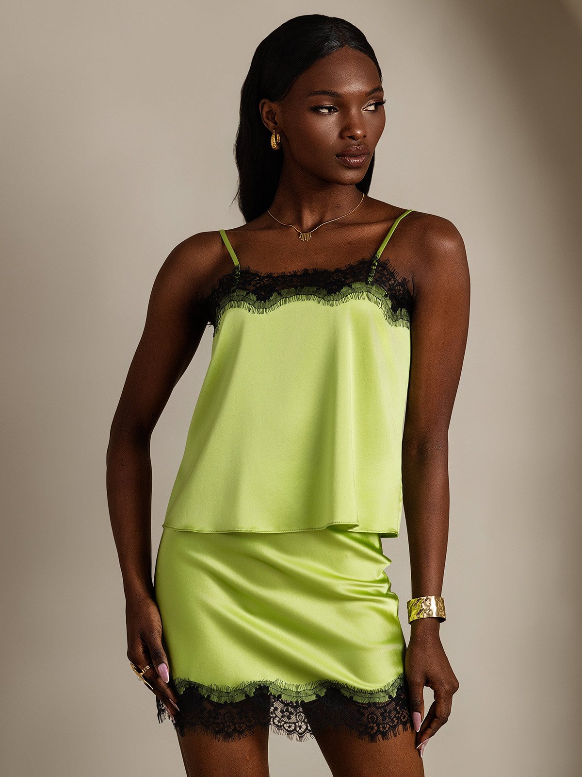 SilkSilky-CA 19Momme Silk Camisole Set MintGreen 001