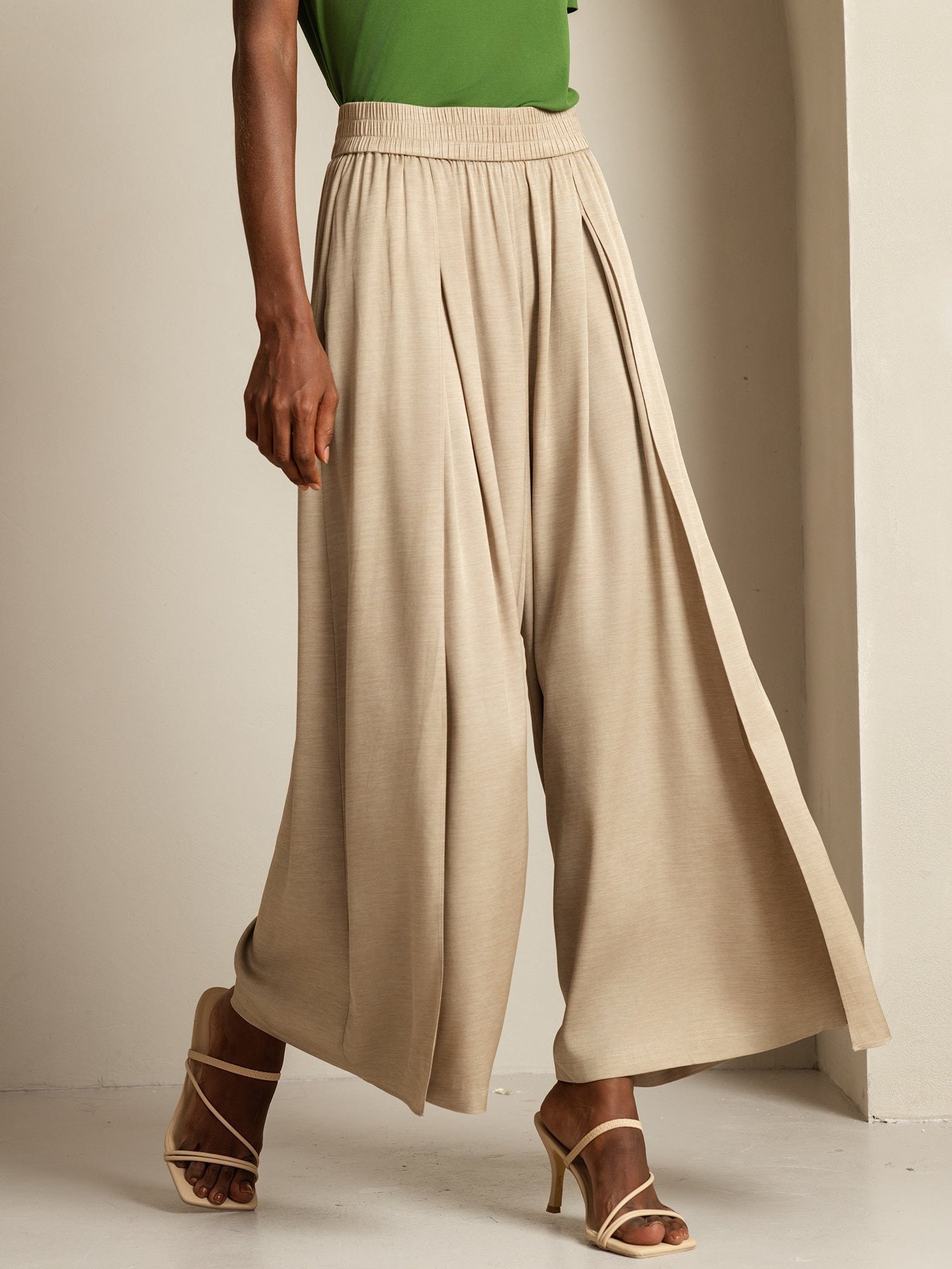 [Tan] SilkSilky-CA 19Momme Silk Womens Pants 006