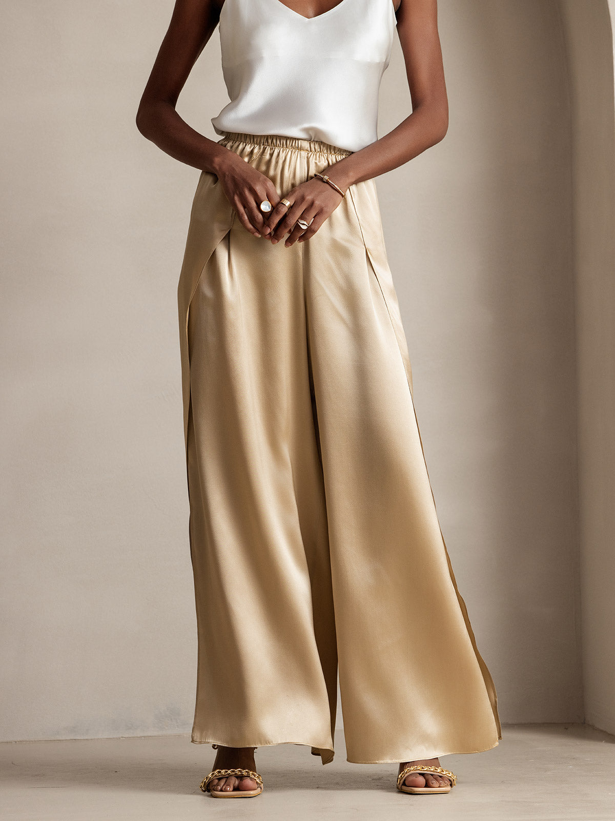 [Champagne] SilkSilky-CA 19Momme Silk Split Women's Pants 003