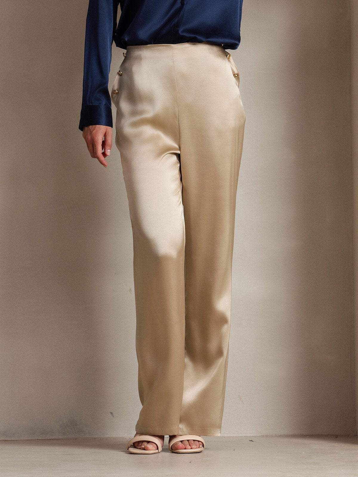[Champagne] SilkSilky-CA 19Momme Silk Womens Pants 003