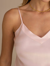 [Light Pink] SilkSilky-CA Spaghetti Strap V Neck Camisole 005
