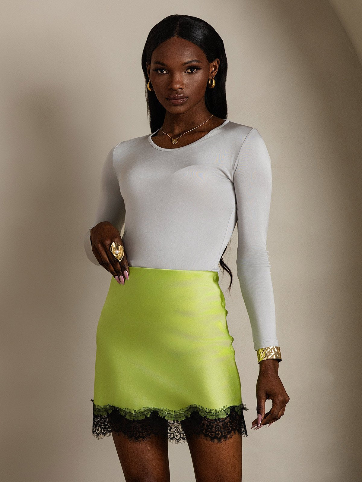 [Mint Green] SilkSilky-CA 19Momme Silk Skirt 003
