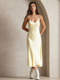 SilkSilky-CA Pure Silk Sleeveless Boat Neck Nightgown LightYellow 006