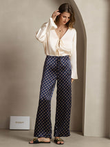 [Navy Chain] SilkSilky-CA 19Momme Silk Womens Pants 003