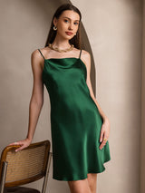[Green] SilkSilky-CA Spaghetti Strap Cowl Neck Dress 004