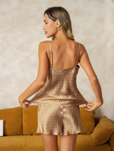 [Floral] SilkSilky-CA 19Momme Spaghetti Strap V Neck Camisole Set 002