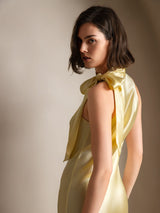 [Light Yellow] SilkSilky-CA Sleeveless Halter Dress 002