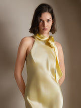 [Light Yellow] SilkSilky-CA Sleeveless Halter Dress 004