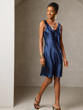 SilkSilky CA Pure Silk Sleeveless Round Neck Dress DarkBlue 006