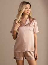 [Tuscany] SilkSilky-CA Short Sleeve Lapel Collar Women's Pajamas 003