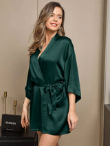 [Dark Green] SilkSilky-CA 3/4 Sleeve Women's Robe 003