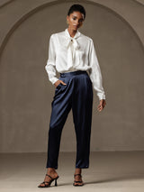 [Dark Blue] SilkSilky-CA 19Momme Silk Womens Pants 005