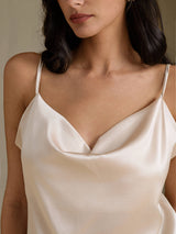 [Beige] SilkSilky-CA Spaghetti Strap Cowl Neck Camisole 004