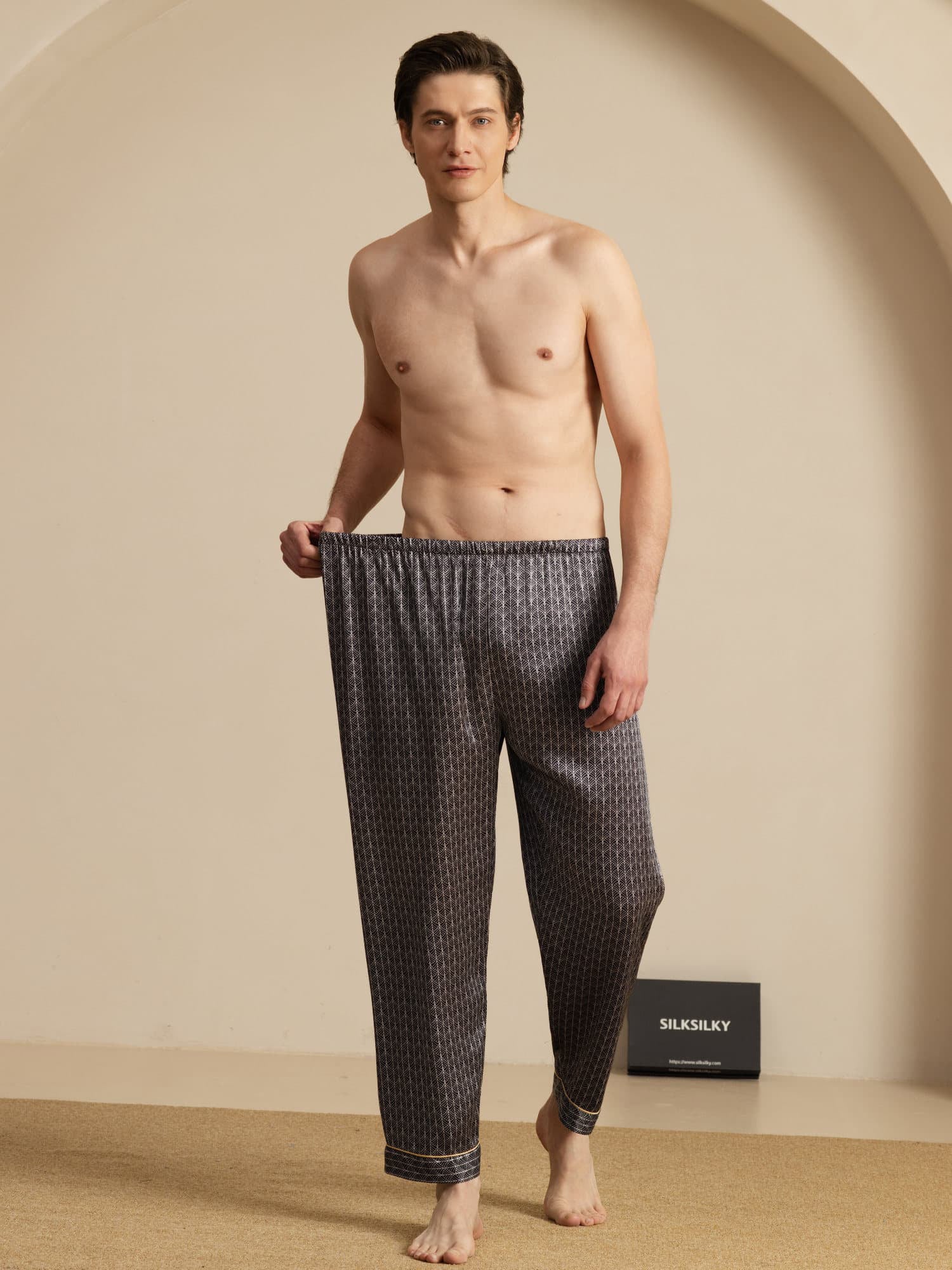 [Black Ginkgo] SilkSilky-CA Mens Sleep Bottoms 006