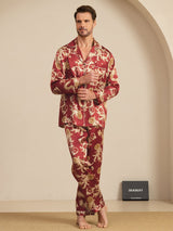 [Wine Dragon] SilkSilky-CA Long Sleeve Lapel Collar Men's Pajamas 003
