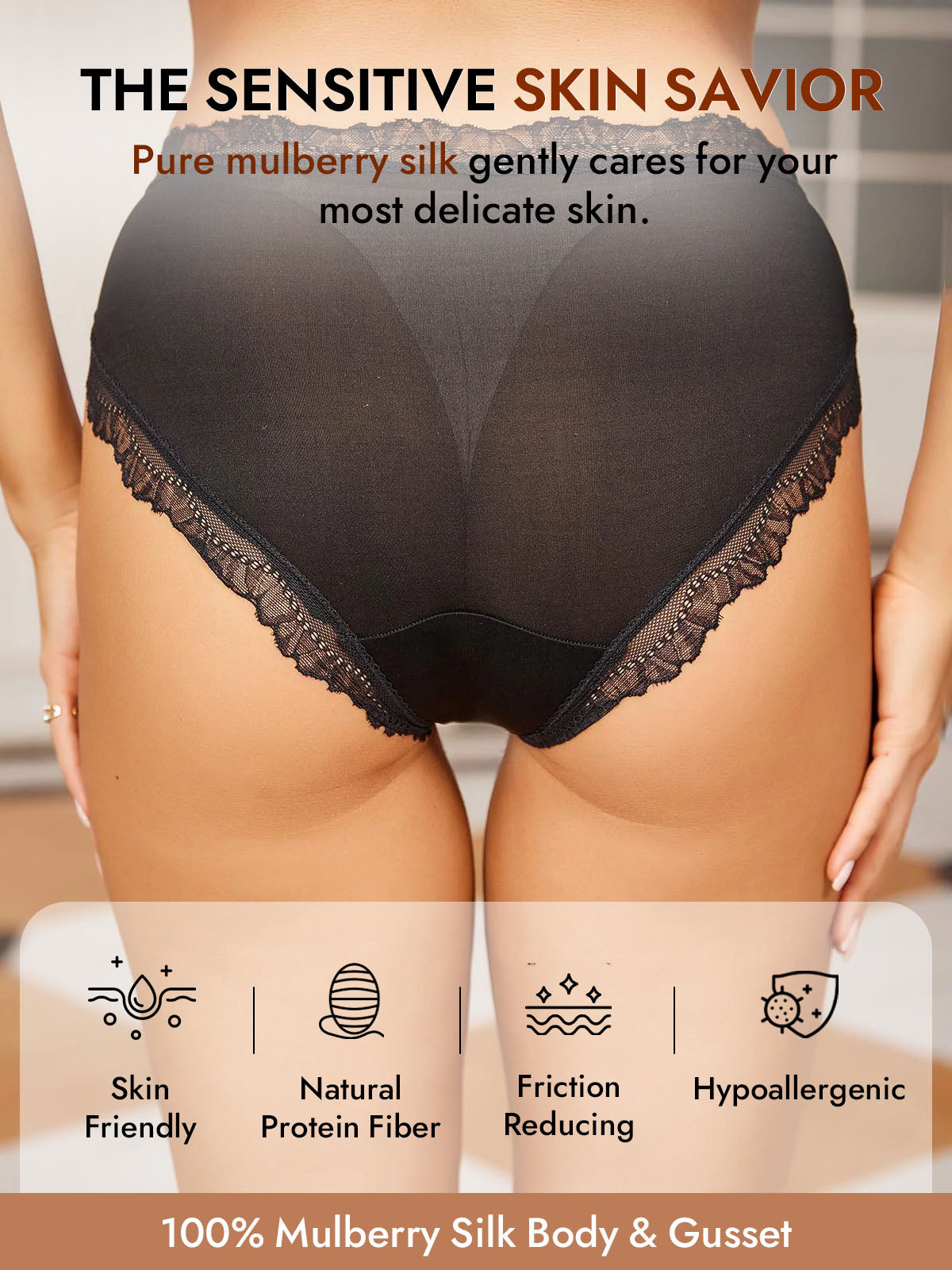 [Black] SilkSilky-CA 100% Silk Jersey Panty 003