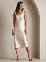 [Beige] SilkSilky-CA Sleeveless Dress 005