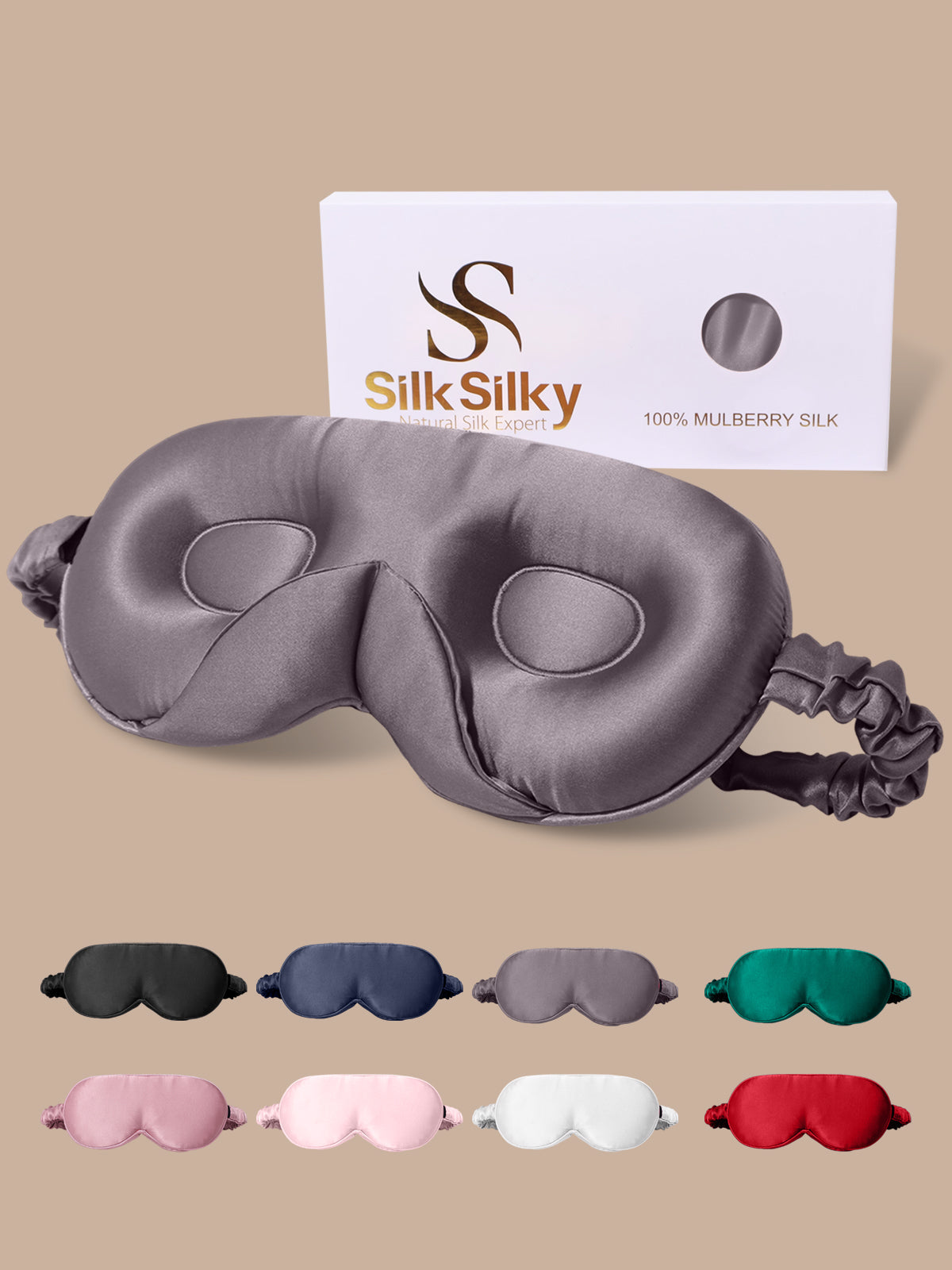 [Dark Gray] SilkSilky-CA Pure Silk Eye Mask 001