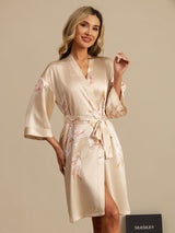 [Champagne] SilkSilky-CA 3/4 Sleeve Women's Robe 004