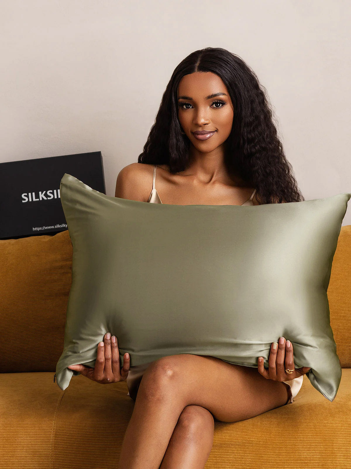[Olive Green] SilkSilky-CA 22Momme Pure Silk Pillowcase 001
