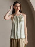 SilkSilky-CA 19Momme Silk Sleeveless Round Neck Camisole LightGreen 001