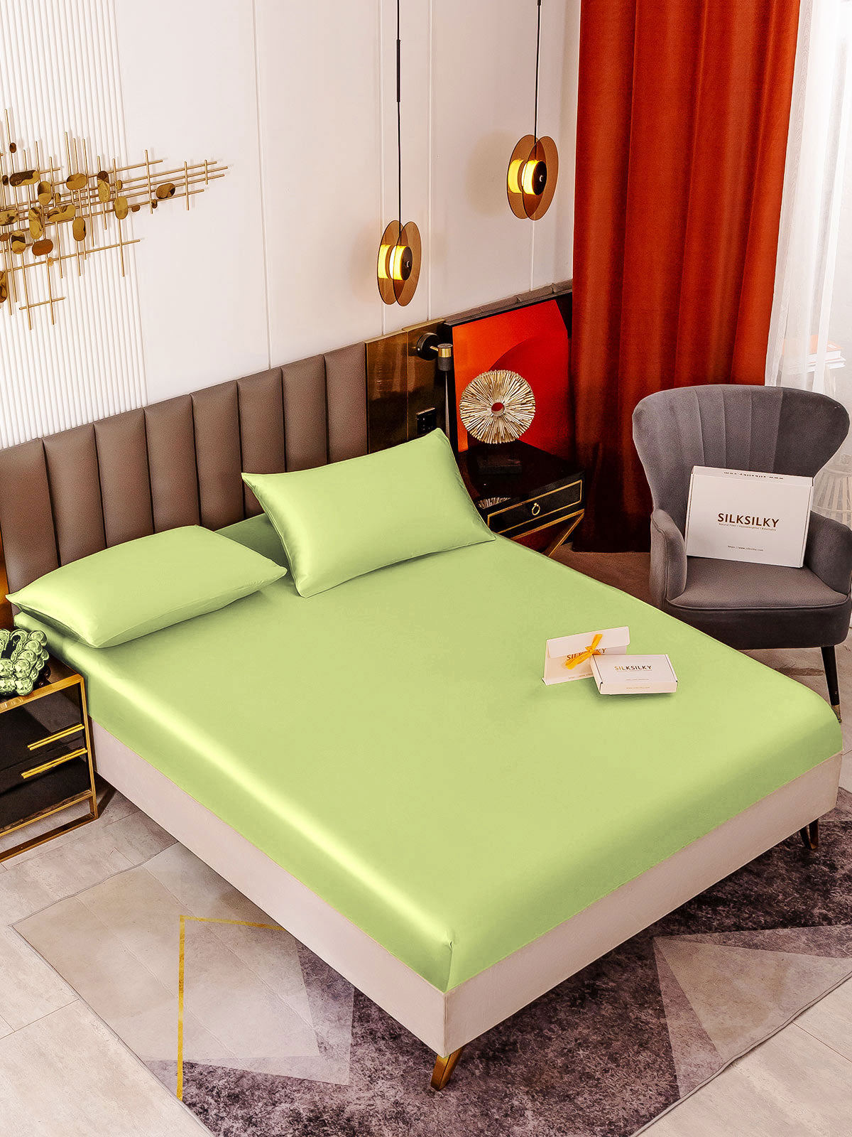 [Mint Green] SilkSilky-CA 19Momme Bedding Set 001