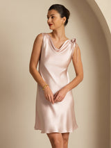 [Pink] SilkSilky-CA Sleeveless Cowl Neck Dress 007