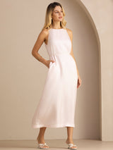 [Light Pink] SilkSilky-CA Sleeveless Crew Neck Dress 003