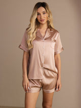[Tuscany] SilkSilky-CA Short Sleeve Lapel Collar Women's Pajamas 001