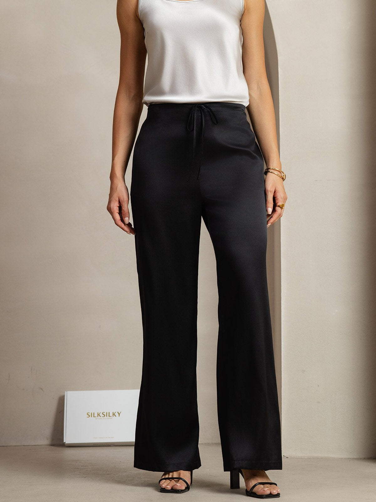 [Black] SilkSilky-CA 19Momme Silk Womens Pants 003