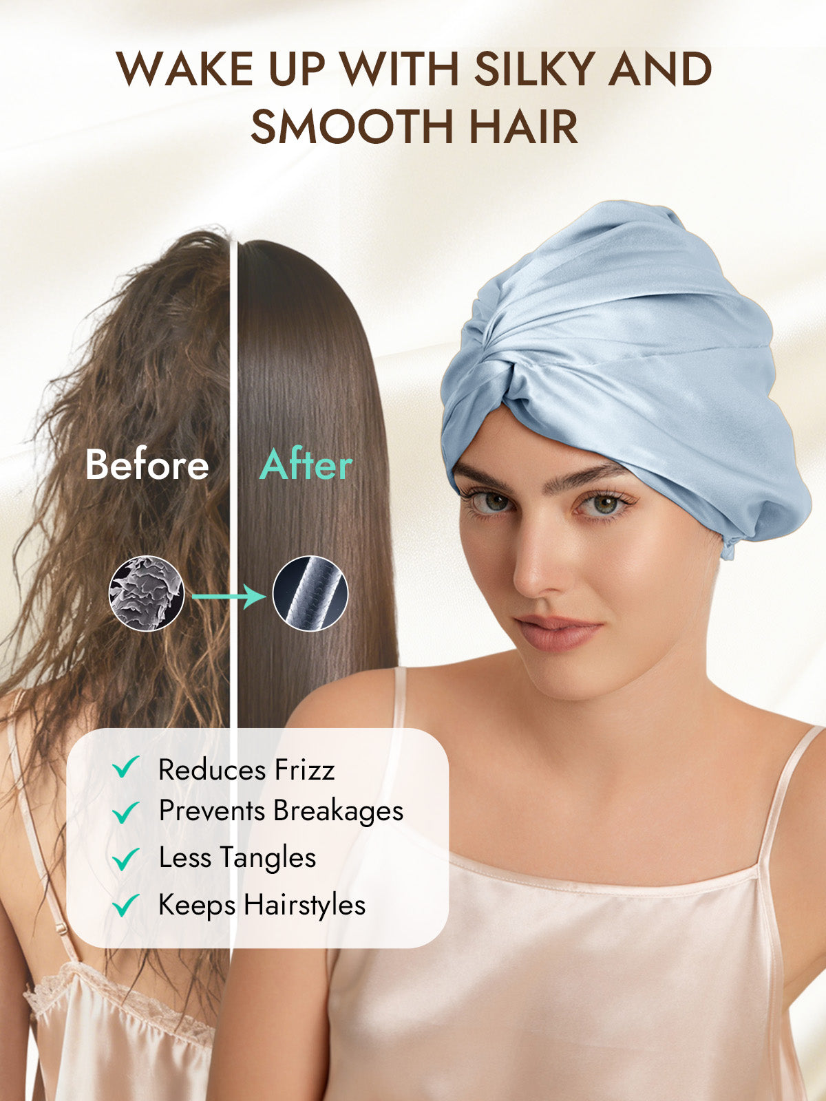 [Steel Blue] SilkSilky-CA 22Momme Pure Silk Sleep Cap 003