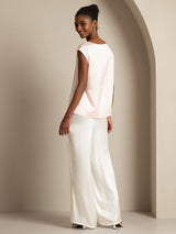[Pink] SilkSilky-CA Cap Sleeve Round Neck Women's T-Shirt 002