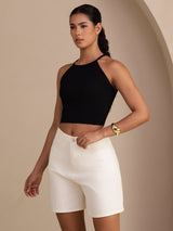 [Black] SilkSilky-CA Sleeveless Crew Neck Camisole 005
