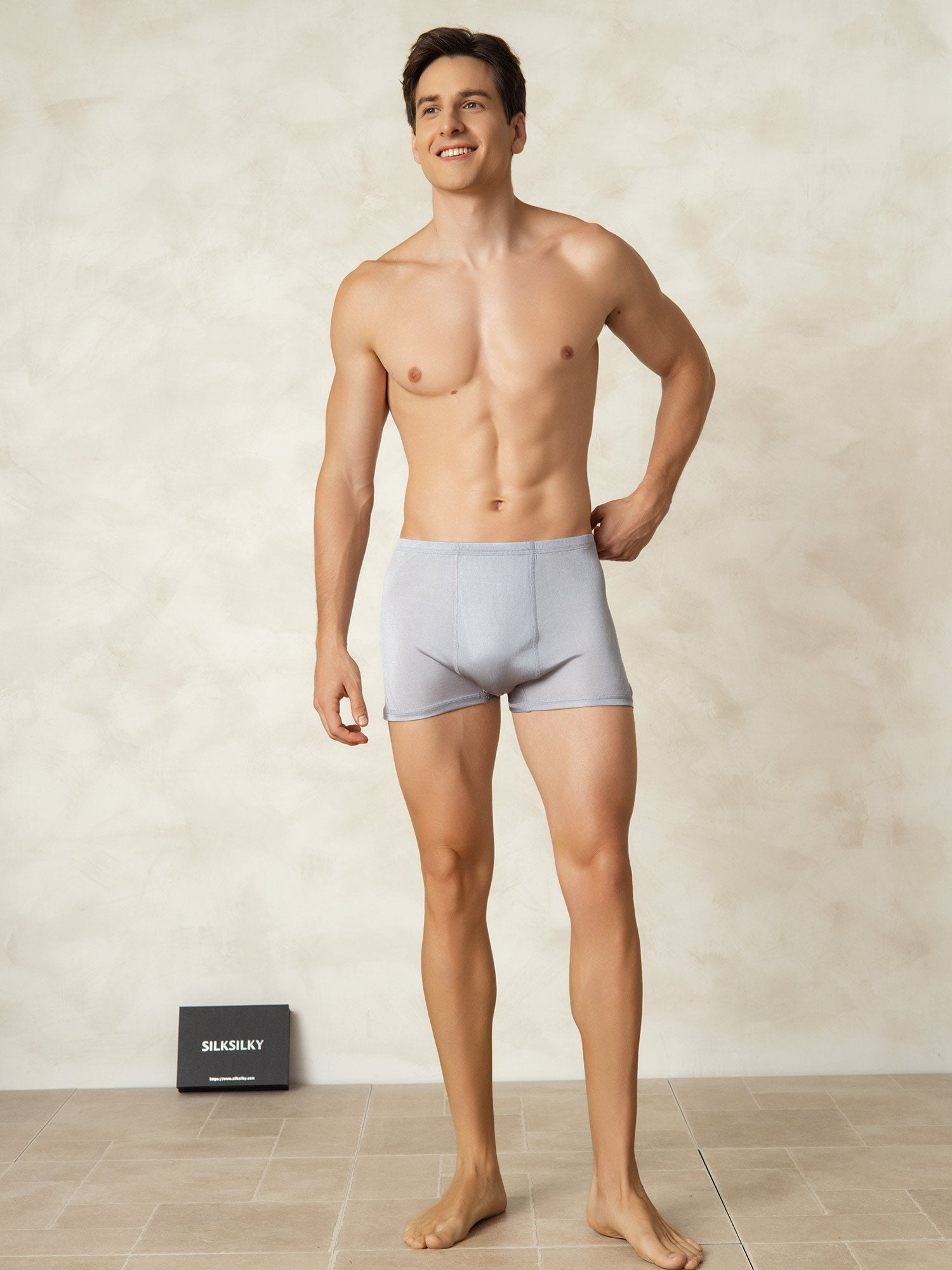 [Gray] SilkSilky-CA Silk Knitted Mens Underwear 004