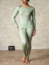 [Green] SilkSilky-CA Long Sleeve Round Neck Women's Long Johns 004