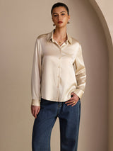 [Brown Rice] SilkSilky-CA Long Sleeve Lapel Collar Women's Shirt 004