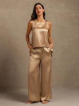 [Champagne] SilkSilky-CA Sleeveless Scoop Neck Women's Pajamas 008