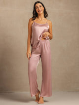 [Peach Skin] SilkSilky-CA 19Momme Machine-Washable Silk Spaghetti Strap Scoop Neck Camisole Set 006