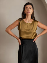 [Brown] SilkSilky-CA Sleeveless Round Neck Camisole 004